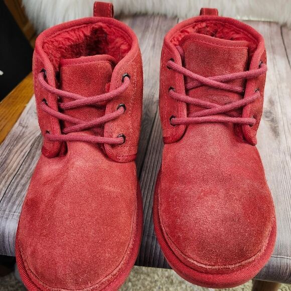 UGG Neumel Chukka Lace-up Red‎ Suede Sherpa-lined Boots #3236 SZ 7 - Picture 12 of 12
